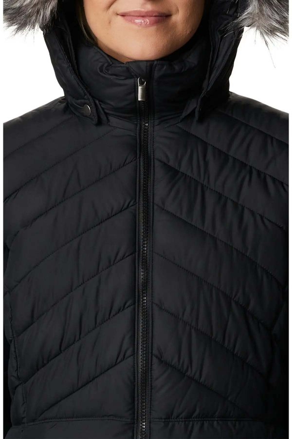 Women's faux fur trim waterproof down jacket with removable hood
