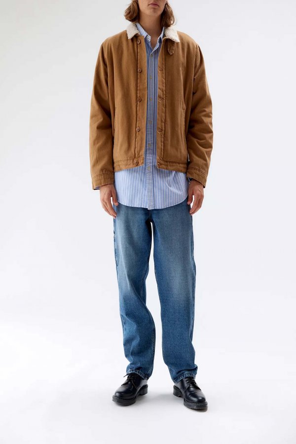 Men's textured wool-lined canvas jacket