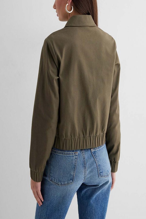 Women's collared cropped bomber jacket