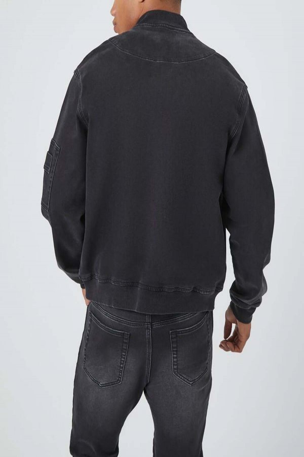 Men's knitted elastic denim zipper pilot jacket